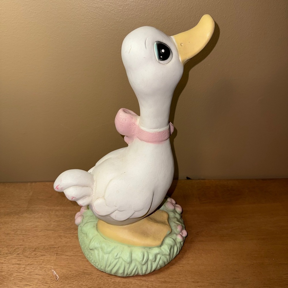 1998 Precious Moments Universal Statuary Goose Figurine Pink Bow 2707 Large 12"